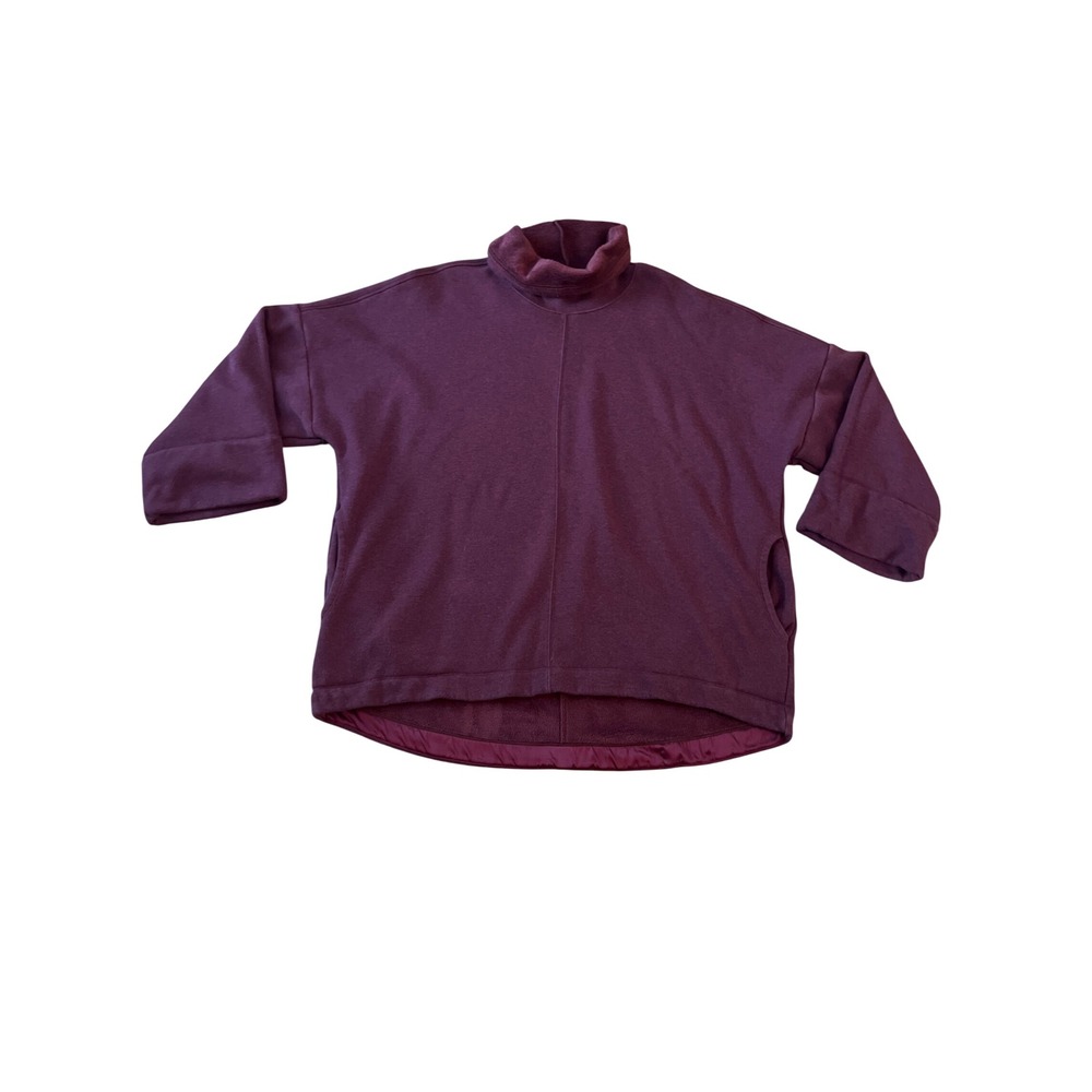 Athleta Cozy Karma Funnel Neck Sweatshirt Plum red Fleece Pullover 1X